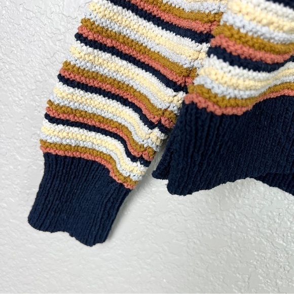 Madewell Arden Retro Striped V-Neck Cotton Cropped Pullover Casual Sweater S - Picture 4 of 9